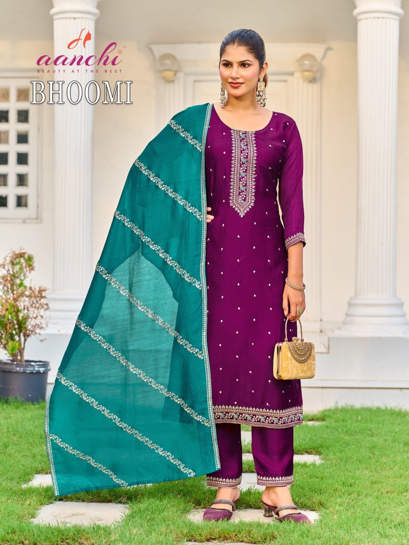 Bhoomi By Aanchi Vichitra Silk Kurti With Bottom Dupatta